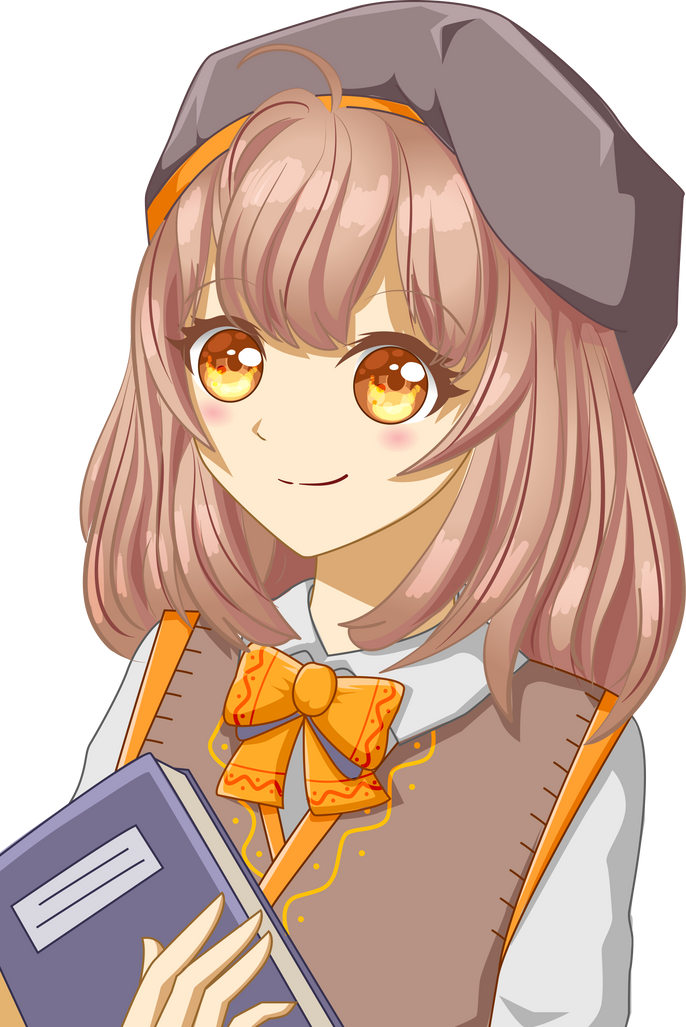 Beautiful anime girl wearing uniform with book cartoon